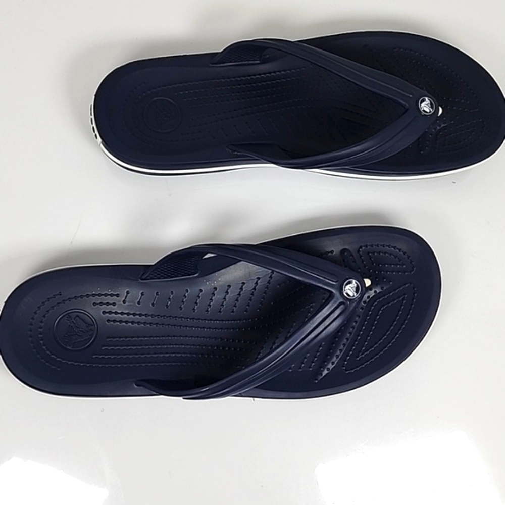 Crocs  Men Crocband  Navy Blue Flip Flops Sandal Size 11 - Picture 7 of 13